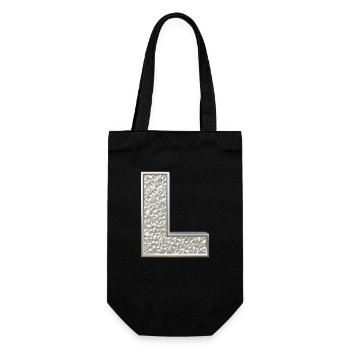L, letter, initial, monogram, - Geschenkbeutel für Flaschen - Schwarz - Vorne