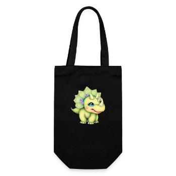 Joyful Cartoon Dinosaur with Floral Crown - Gift Bag for Bottles - black - Front