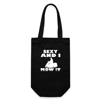 Rasenmäher Gärtner Sexy I Mow It Spruch - Geschenkbeutel für Flaschen - Schwarz - Vorne
