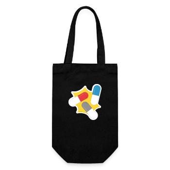 Pop Art Design Geschenk Retro Kapsel Medikament - Geschenkbeutel für Flaschen - Schwarz - Vorne