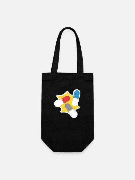 Pop art design cadeau rétro capsule médicament - Sac à bouteille - noir