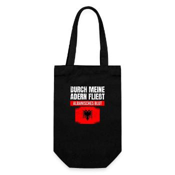 Durch Meine Adern Fließt Albanisches Blut Geschenk - Geschenkbeutel für Flaschen - Schwarz - Vorne