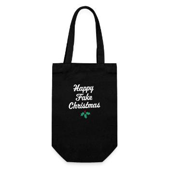 Frohe gefälschte Weihnachten - Geschenkbeutel für Flaschen - Schwarz - Vorne