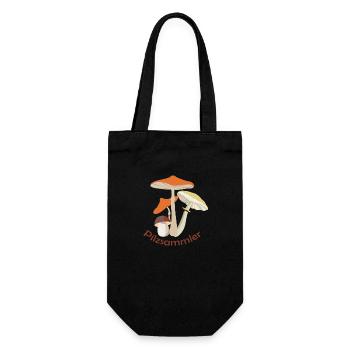Pilzsammler.Mushroomer - Geschenkbeutel für Flaschen - Schwarz - Vorne