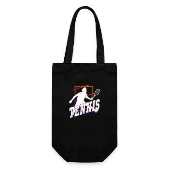 Tennis Tennisspieler Ball Sport Vintage Retro - Geschenkbeutel für Flaschen - Schwarz - Vorne