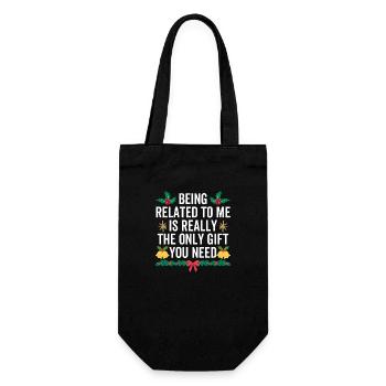 Mit mir verwandt zu sein, ist wirklich das einzige Geschenk, das du machst - Geschenkbeutel für Flaschen - Schwarz - Vorne