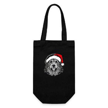 Weihnachten Hund süß lustig Hunde Tier Welpe 16 - Geschenkbeutel für Flaschen - Schwarz - Vorne