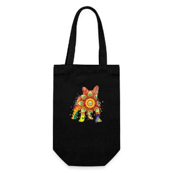 FRENCH BULLDOG Französische Bulldogge - Geschenkbeutel für Flaschen - Schwarz - Vorne