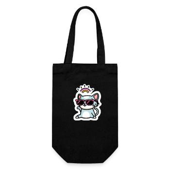 rainbow cat with glasses - Geschenkbeutel für Flaschen - Schwarz - Vorne