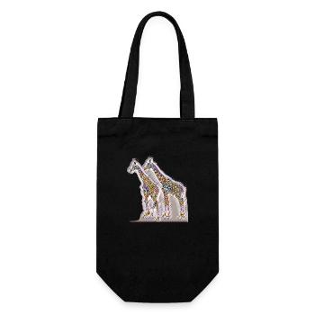Art print giraffes free colored - Gift Bag for Bottles - black - Front
