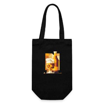 Abstrakt Bierglas und Bierflasche - Geschenkbeutel für Flaschen - Schwarz - Vorne