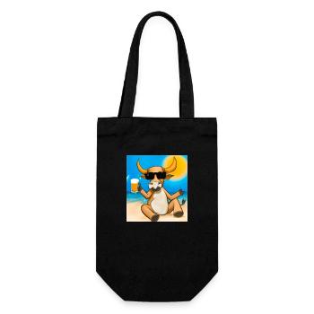 Bull with sunglasses and beer on the golden beach - Gift Bag for Bottles - black - Front