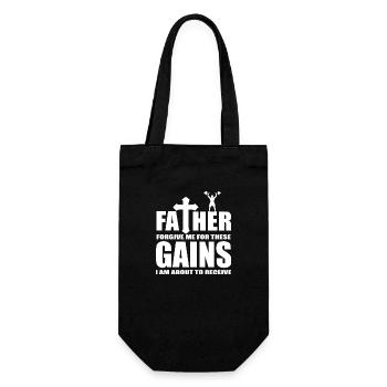 Gains gym quote - Gift Bag for Bottles - black - Front