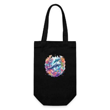 Whales - Gift Bag for Bottles - black - Front