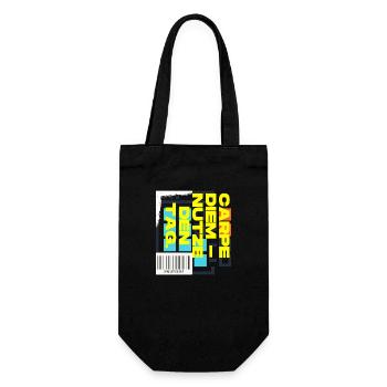 Carpe Diem Nutze den Tag - Geschenkbeutel für Flaschen - Schwarz - Vorne