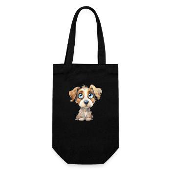 Hund Wasserfarben Zeichnung - Geschenkbeutel für Flaschen - Schwarz - Vorne