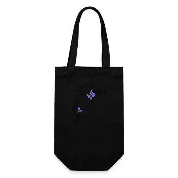 Papillons avec vrilles florales - Sac à bouteille - noir - Devant