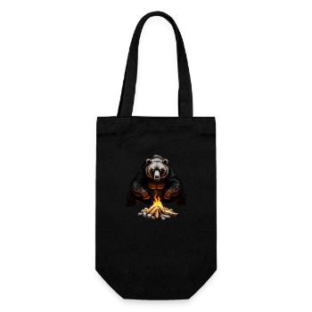 Cozy bear at the campfire - Gift Bag for Bottles - black - Front