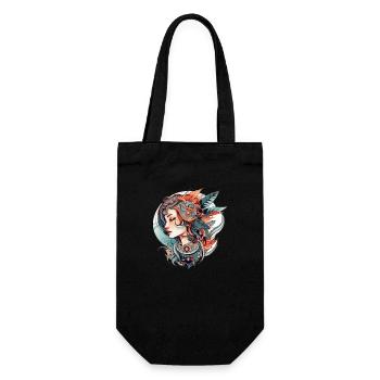 Woman Neo Traditional Tattoo Drawing - Gift Bag for Bottles - black - Front