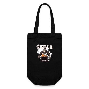 Grillen Grilla Griller Gorilla BBQ Spruch Lustig - Geschenkbeutel für Flaschen - Schwarz - Vorne