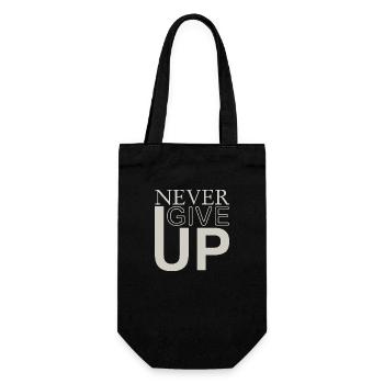 NEVER GIVE UP - Gift Bag for Bottles - black - Front