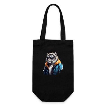 Streetstyle Schneeleopard | Leoparden-Liebhaber - Geschenkbeutel für Flaschen - Schwarz - Vorne