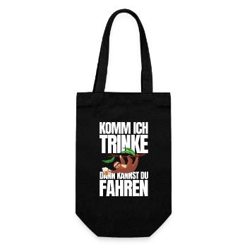 Komm ich trinke dann kannst du fahren - Geschenkbeutel für Flaschen - Schwarz - Vorne