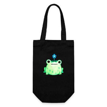 Cute Flower Head Frog Watercolor Painting - Gift Bag for Bottles - black - Front