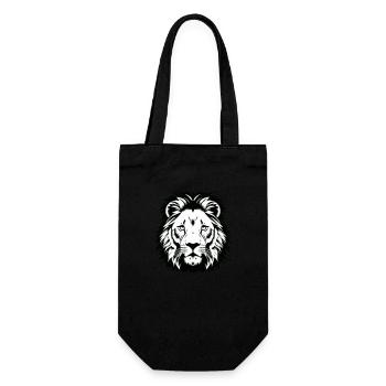 Prächtiger Löwenkopf in Schwarz-Weiß - Geschenkbeutel für Flaschen - Schwarz - Vorne