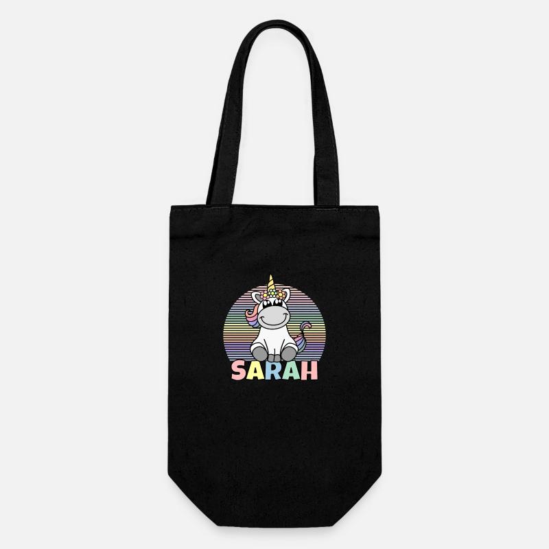 Sarah Einhorn Name - Geschenkbeutel für Flaschen - Schwarz
