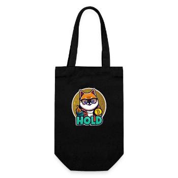 Funny Crypto Geek Shiba Inu Hold Bitcoin - Gift Bag for Bottles - black - Front