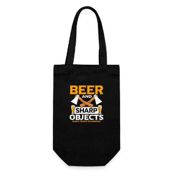 Beer And Sharp Objects Axe Throwing Hatchet Ax - Gift Bag for Bottles - black - Front