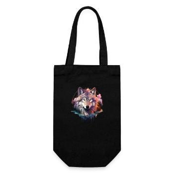 Loup tête de loup Nature nature sauvage aventure forêt Art - Sac à bouteille - noir - Devant