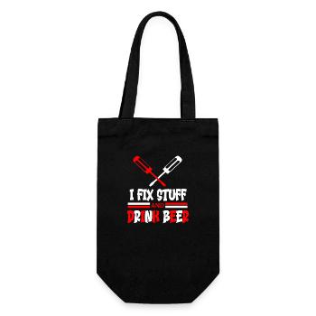 I fix stuff and drink bear funny quote - Gift Bag for Bottles - black - Front