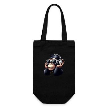 Ape chimpanzee with sunglasses and headphones - Gift Bag for Bottles - black - Front