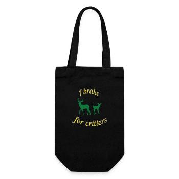 I brake for critters - Gift Bag for Bottles - black - Front