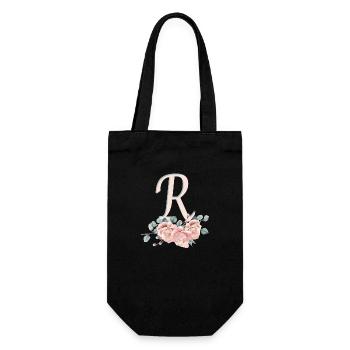 Letter R with flowers - Gift Bag for Bottles - black - Front