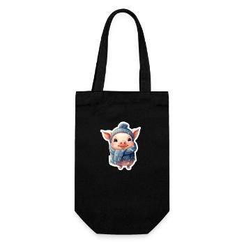 Piggy in the snow - Gift Bag for Bottles - black - Front