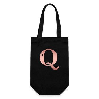 Buchstabe Q roségold - Geschenkbeutel für Flaschen - Schwarz - Vorne