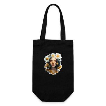 Margeriten Mädchen - Geschenkbeutel für Flaschen - Schwarz - Vorne