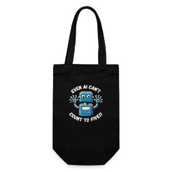 Confused robot (AI) with 12 fingers in color - Gift Bag for Bottles - black - Front