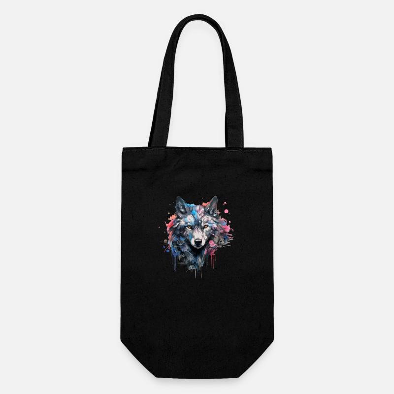 Wolf Design Wolf Head in Bright Colors Wolf Pack - Gift Bag for Bottles - black