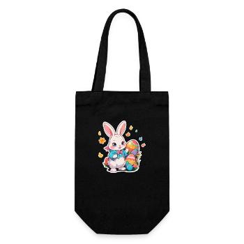 Easter Bunny with Multiple Eggs - Gift Bag for Bottles - black - Front