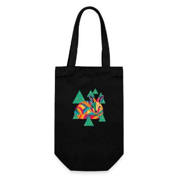 Dessin d’une biche colorée parmi les arbres - Sac à bouteille - noir - Devant