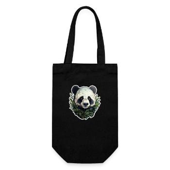 Panda peeking out of leaves - Gift Bag for Bottles - black - Front