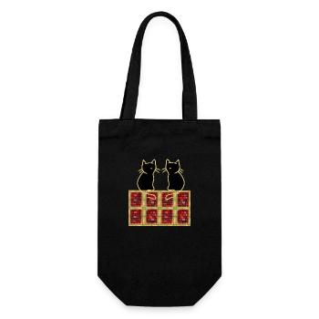 80s 90s Retro Vintage Cats Cat Cat - Gift Bag for Bottles - black - Front