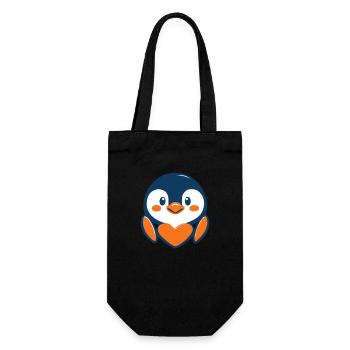 Penguin love in cartoon style! - Gift Bag for Bottles - black - Front