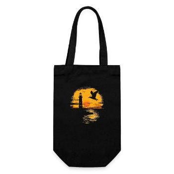 Möwe Seevogel Leuchtturm Sunset - Geschenkbeutel für Flaschen - Schwarz - Vorne