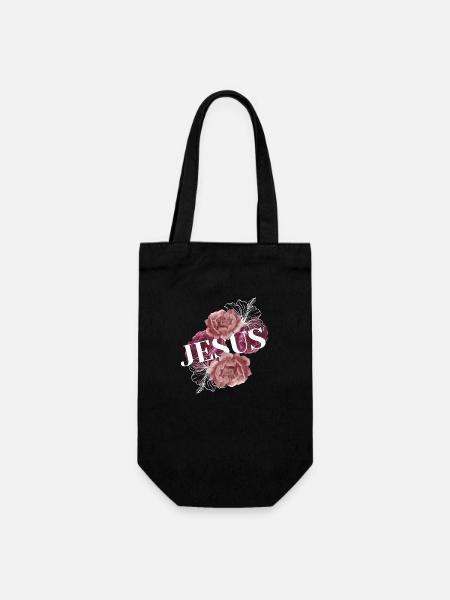 Jesus in Rosen - Geschenkbeutel für Flaschen - Schwarz