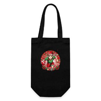 Weihnachtself Handball - Geschenkbeutel für Flaschen - Schwarz - Vorne